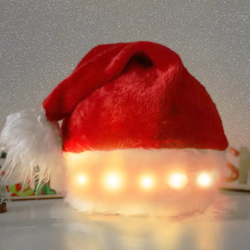 LED Christmas Santa Hat - Plush & Luminous Decor