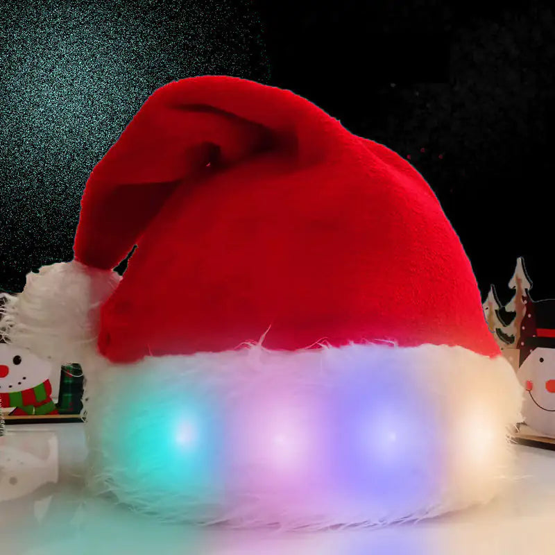 LED Christmas Santa Hat - Plush & Luminous Decor